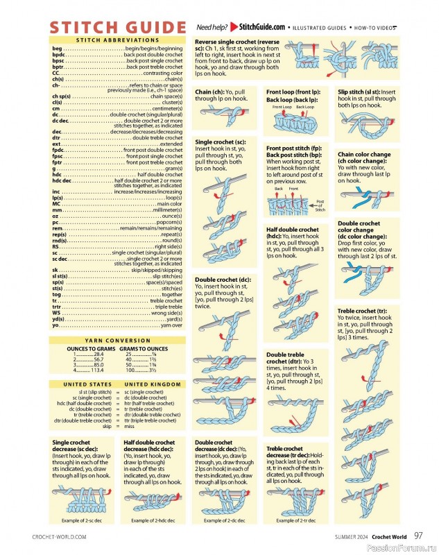 Вязаные проекты крючком в журнале «Crochet World – Summer 2024»
