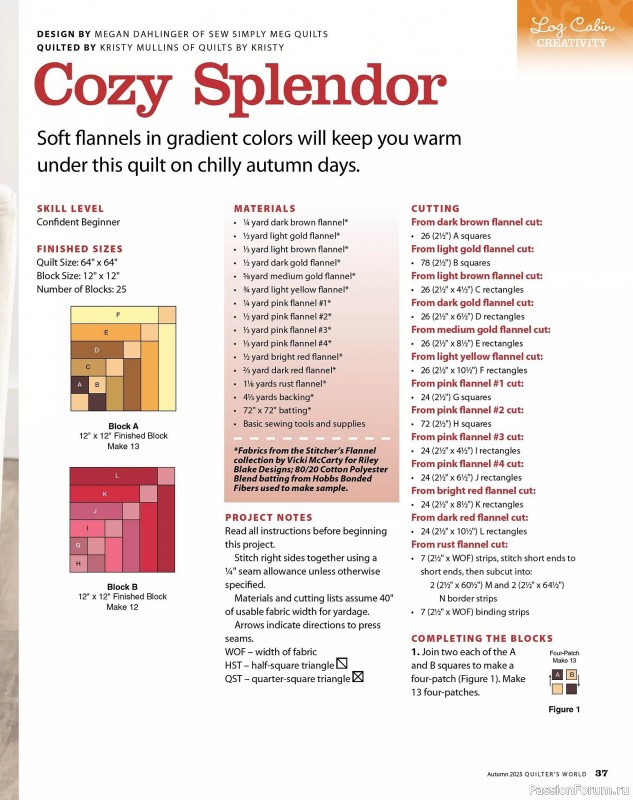Коллекция проектов для рукодельниц в журнале «Quilter's World - Autumn 2025»