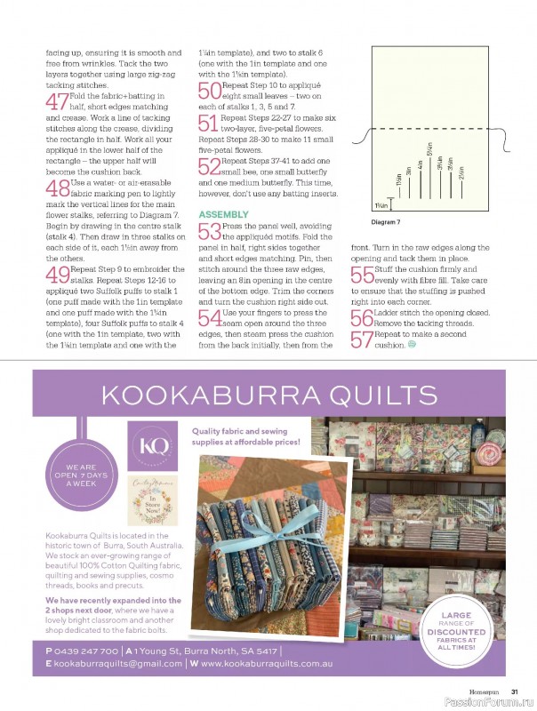 Коллекция проектов для рукодельниц в журнале «Australian Homespun №217 2025»