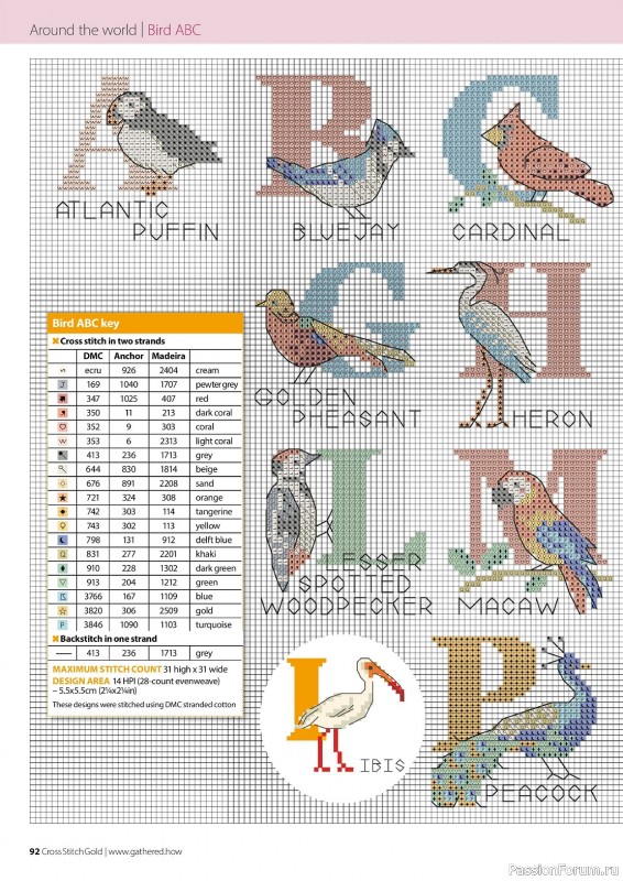 Коллекция вышивки в журнале «Cross Stitch Gold - Birds Collection 2024»