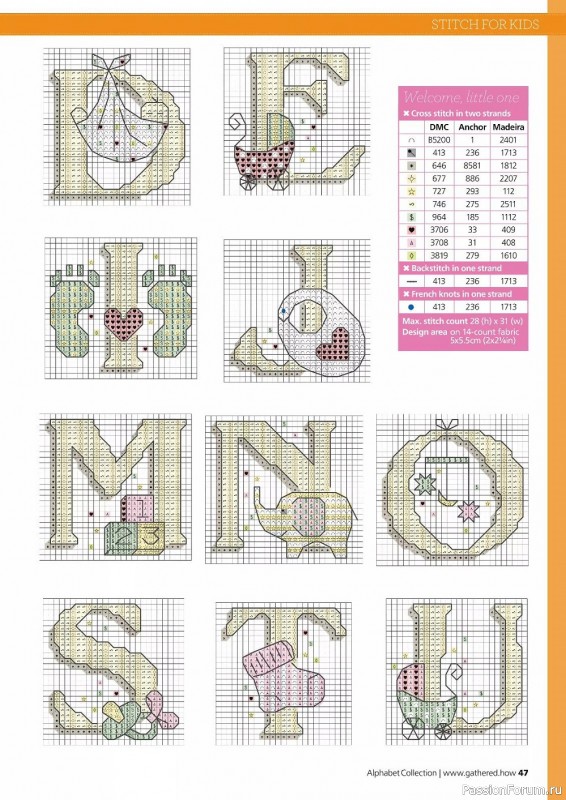 Коллекция вышивки в журнале «Cross Stitching Alphabet Collection 2022»