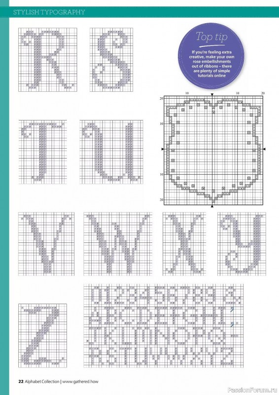 Коллекция вышивки в журнале «Cross Stitching Alphabet Collection 2022»