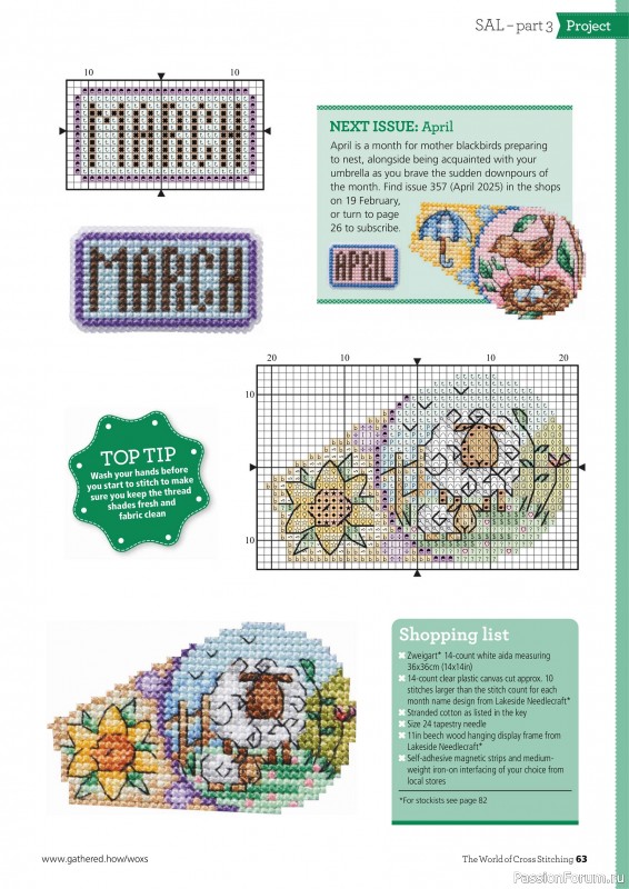 Коллекция вышивки в журнале «The World of Cross Stitching - March 2025»