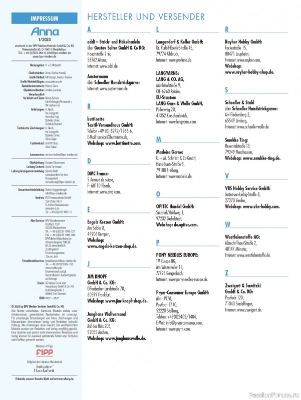 Коллекция проектов для рукодельниц в журнале «Anna Germany №1 2023 »