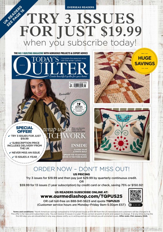 Коллекция проектов для рукодельниц в журнале «tToday's Quilter №121 2024»