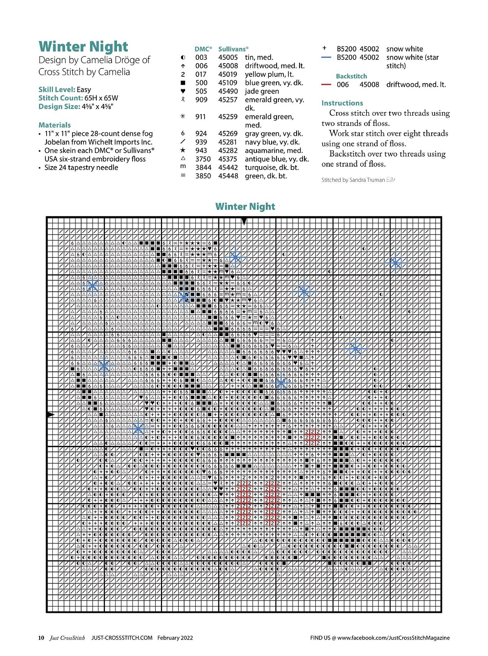 Разные виды вышивки в журнале "Just CrossStitch" - February 2022