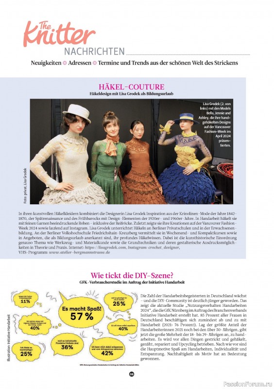 Вязаные проекты спицами в журнале «The Knitter German №71 2024»