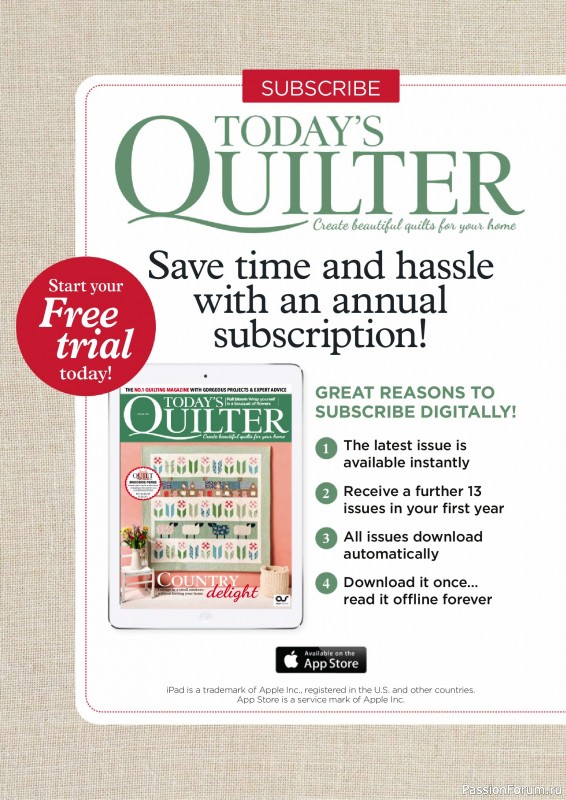 Коллекция проектов для рукодельниц в журнале «Todays Quilter №128 2025»
