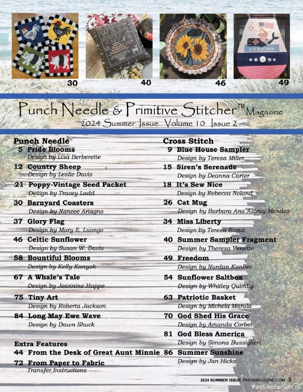 Коллекция вышивки в журнале «Punch Needle & Primitive Stitcher - Summer 2024»