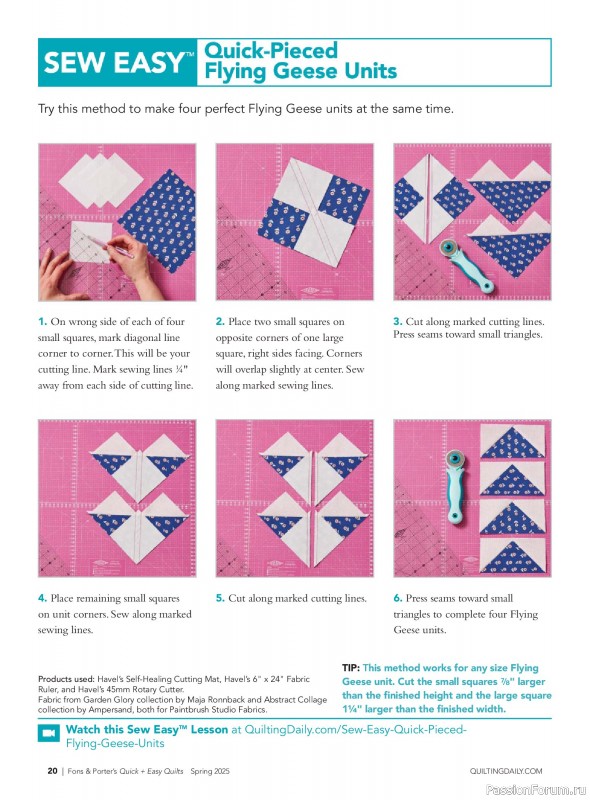 Коллекция проектов для рукодельниц в журнале «Quick+Easy Quilts - Spring 2025»