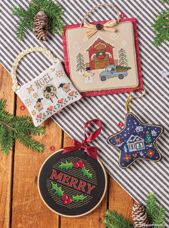 Коллекция вышивки в журнале «Just CrossStitch - Christmas Ornaments 2022»