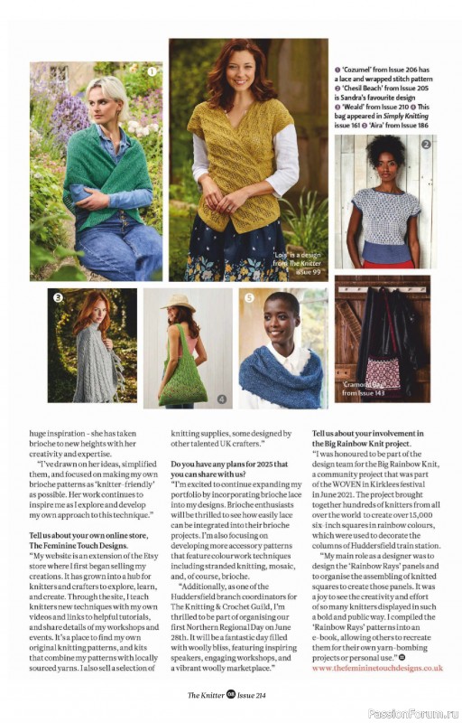 Вязаные проекты спицами в журнале «The Knitter №214 2025»