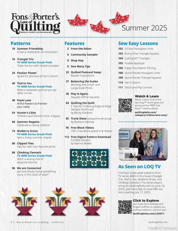Коллекция проектов для рукодельниц в журнале «Fons & Porter’s Love Of Quilting - Summer 2025»