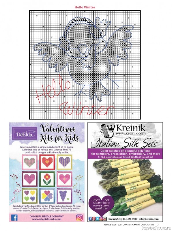 Коллекция вышивки в журнале «Just CrossStitch - February 2023»