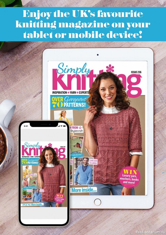 Вязаные проекты спицами в журнале «Simply Knitting №237 2023»