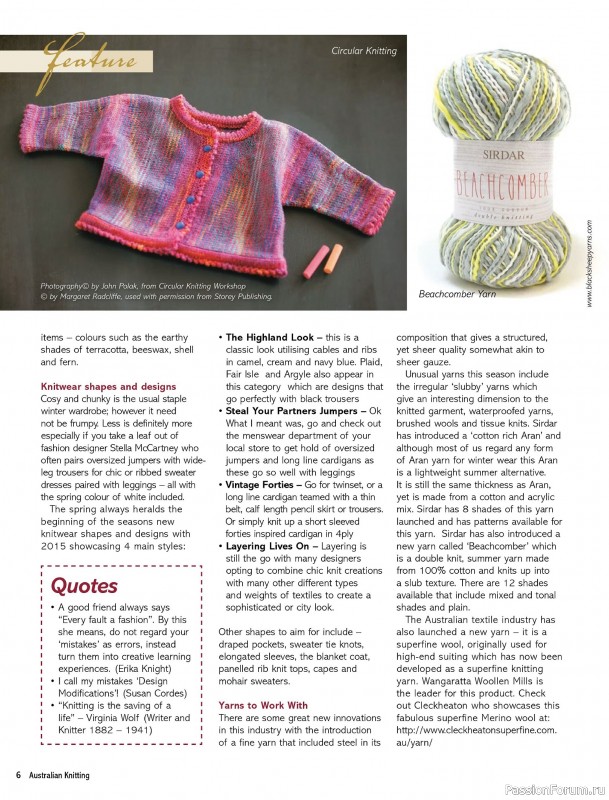 Вязаные модели спицами в журнале «Australian Knitting – Vol.16 №3 2024»