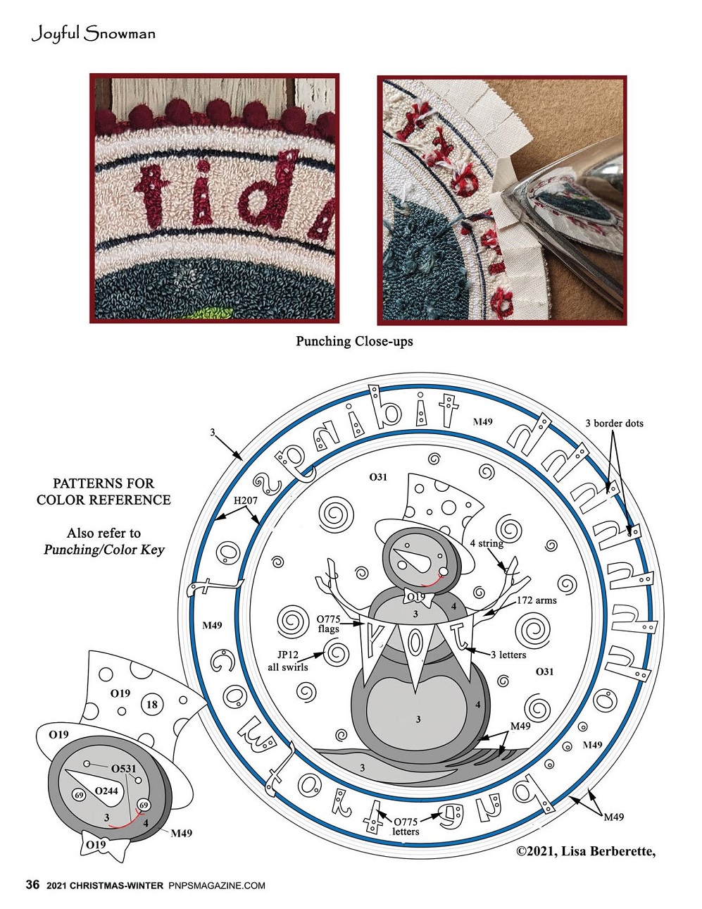 Вышивка в журнале "Punch Needle & Primitive Stitcher - Christmas/Winter 2021"