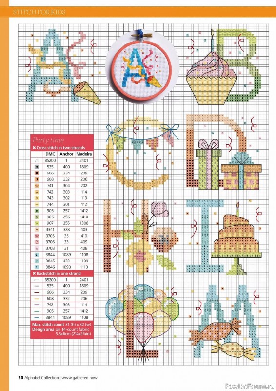 Коллекция вышивки в журнале «Cross Stitching Alphabet Collection 2022»