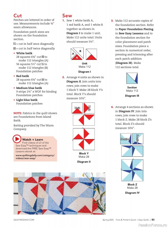 Коллекция проектов для рукодельниц в журнале «Quick+Easy Quilts - Spring 2025»