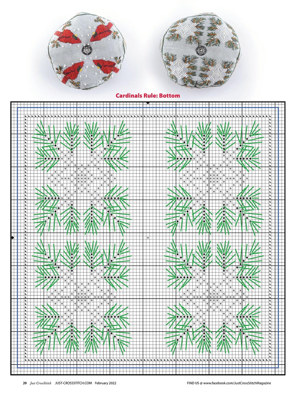 Разные виды вышивки в журнале "Just CrossStitch" - February 2022