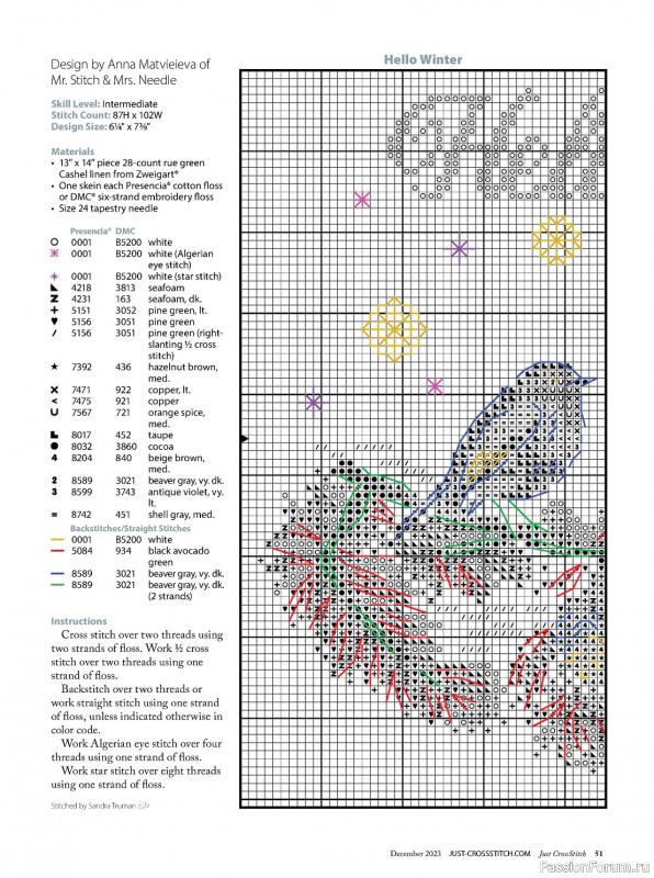 Коллекция вышивки в журнале «Just CrossStitch - December 2023»