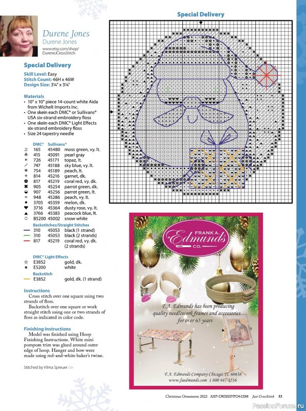 Коллекция вышивки в журнале «Just CrossStitch - Christmas Ornaments 2022»