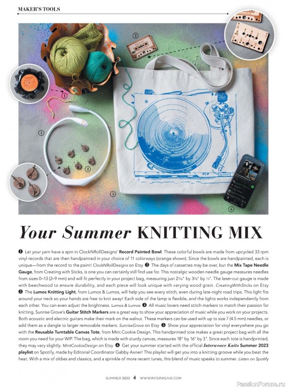 Вязаные модели в журнале «Interweave Knits - Summer 2023»