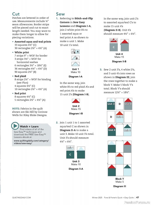 Коллекция проектов для рукодельниц в журнале «Quick+Easy Quilts - Winter 2025»