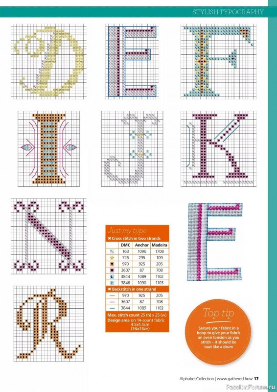 Коллекция вышивки в журнале «Cross Stitching Alphabet Collection 2022»