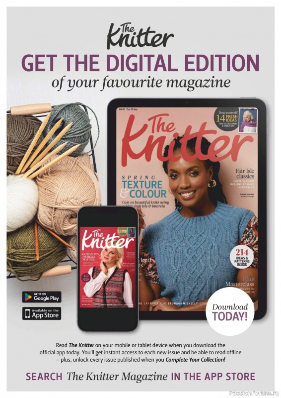 Вязаные проекты спицами в журнале «The Knitter №214 2025»