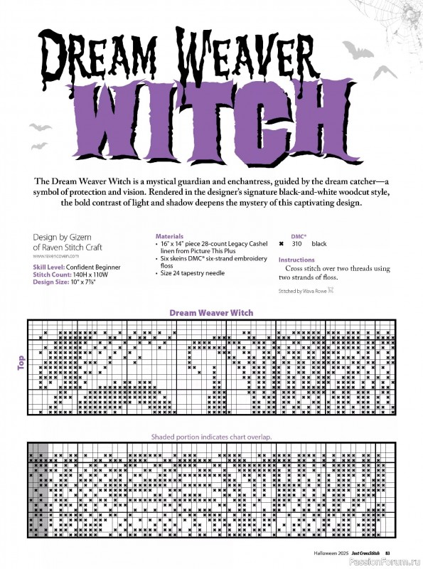 Коллекция вышивки в журнале «Just CrossStitch - Halloween 2025»