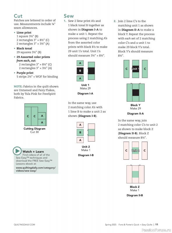 Коллекция проектов для рукодельниц в журнале «Quick+Easy Quilts - Spring 2025»