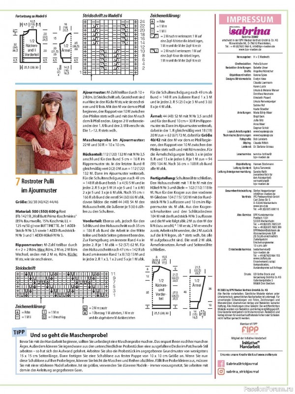 Вязаные модели в журнале «Sabrina German №2 2023»