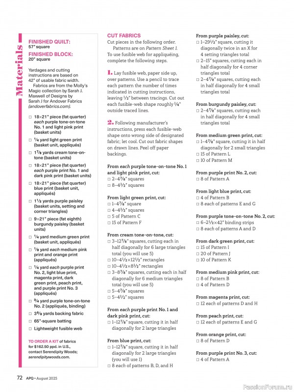 Коллекция проектов для рукодельниц в журнале «American Patchwork & Quilting №195 2025»