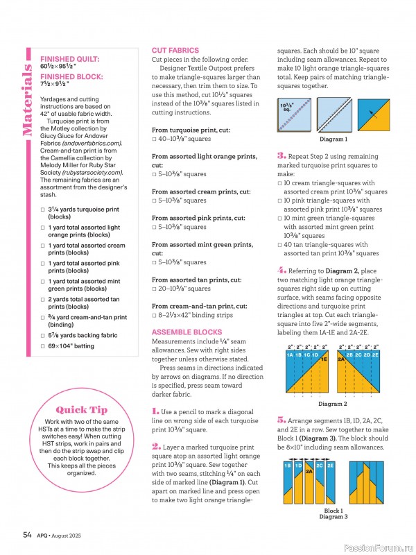 Коллекция проектов для рукодельниц в журнале «American Patchwork & Quilting №195 2025»