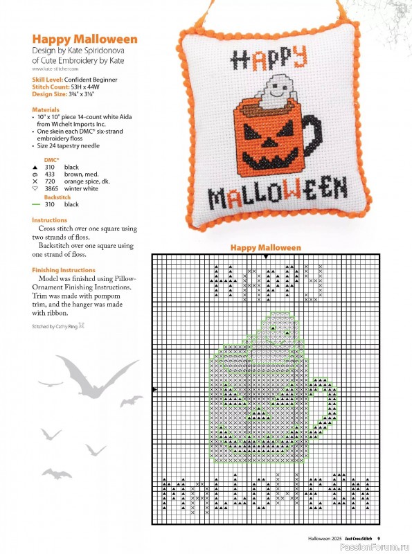 Коллекция вышивки в журнале «Just CrossStitch - Halloween 2025»