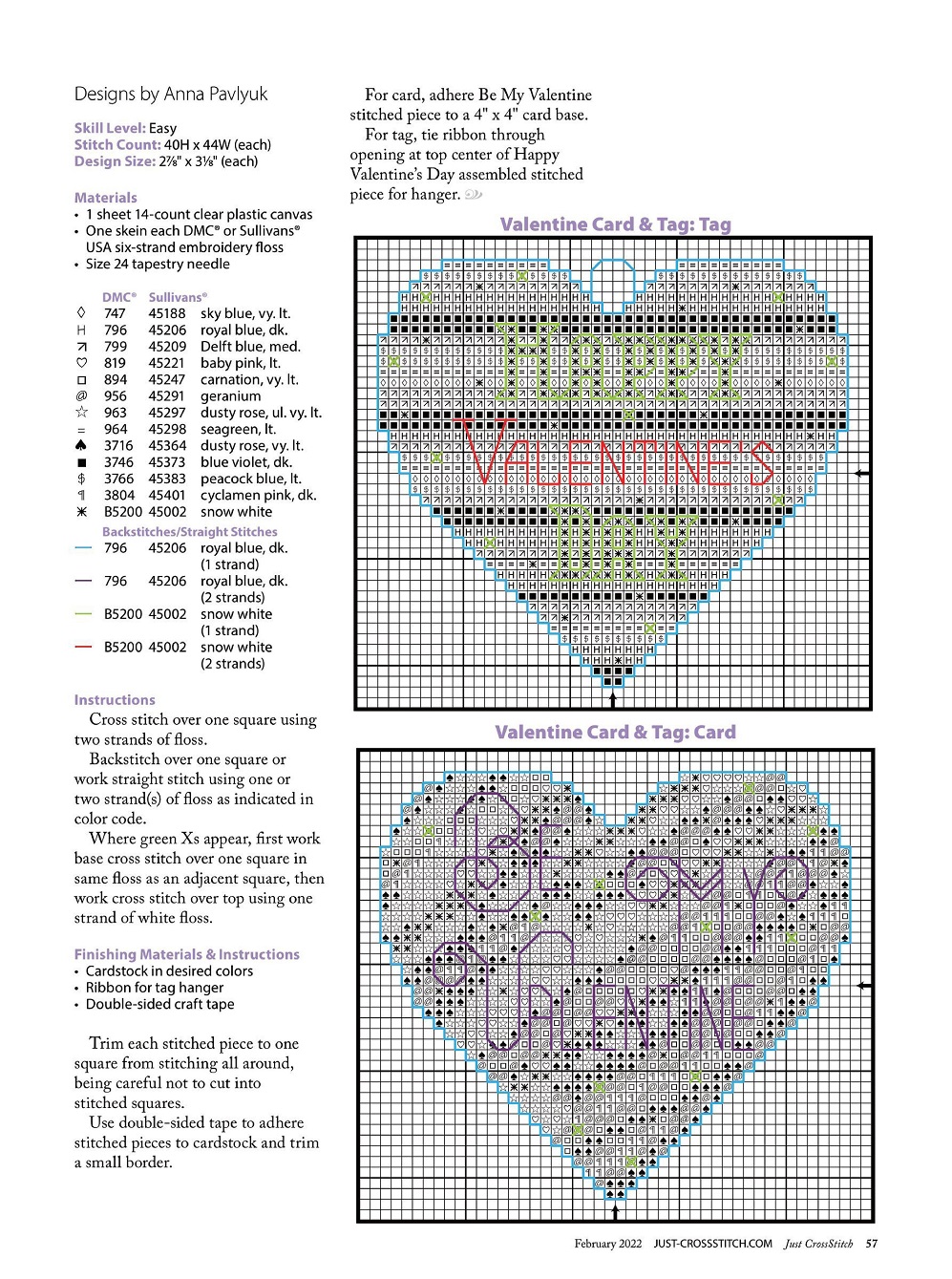 Разные виды вышивки в журнале "Just CrossStitch" - February 2022