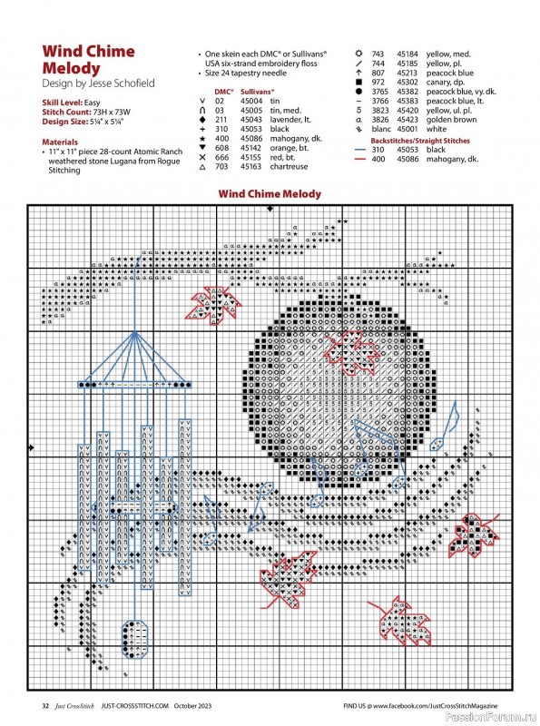 Коллекция вышивки в журнале «Just CrossStitch - October 2023»