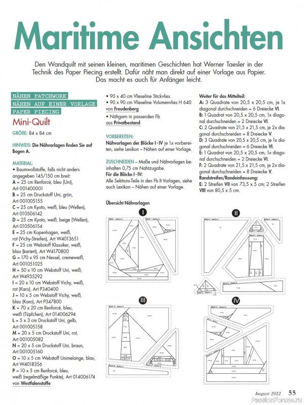Коллекция проектов для рукодельниц в журнале «Anna №8 2022 Germany»