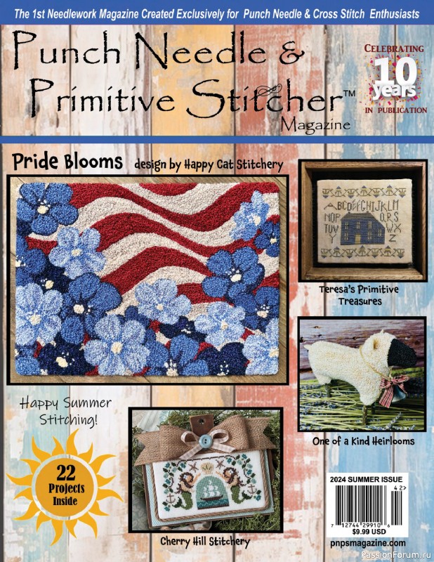 Коллекция вышивки в журнале «Punch Needle & Primitive Stitcher - Summer 2024»