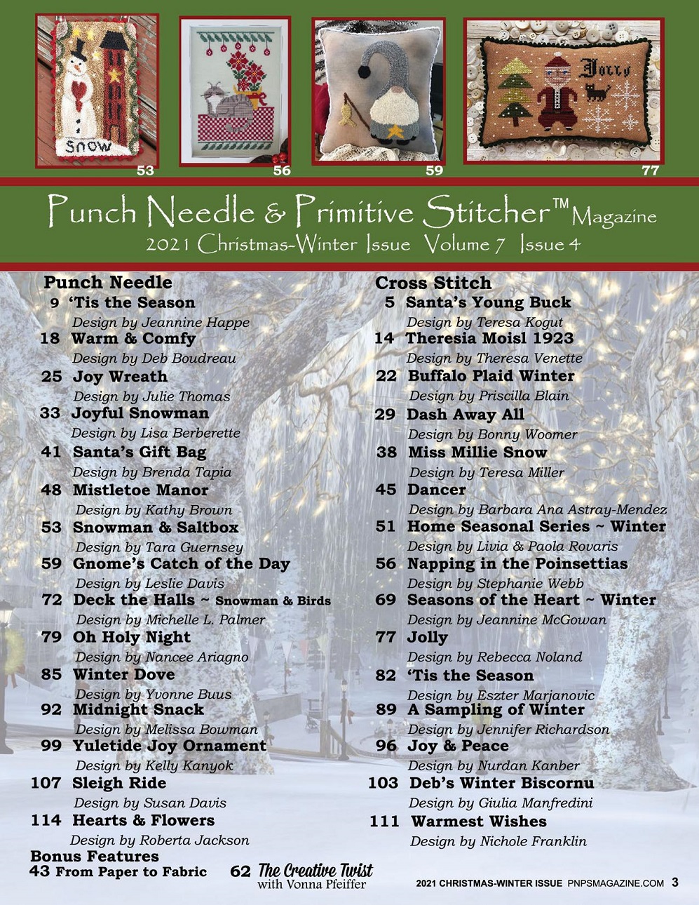 Вышивка в журнале "Punch Needle & Primitive Stitcher - Christmas/Winter 2021"