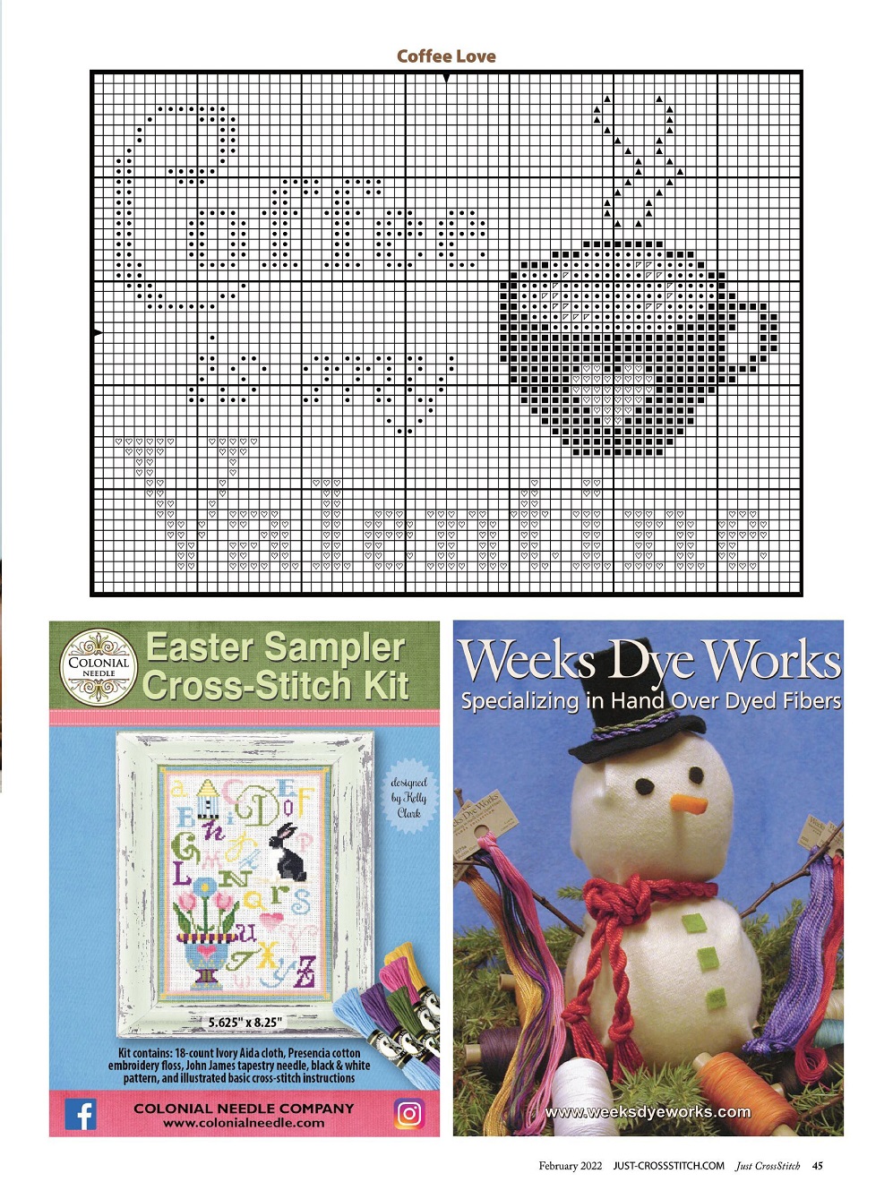 Разные виды вышивки в журнале "Just CrossStitch" - February 2022