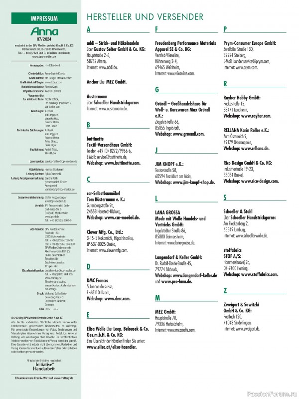 Коллекция проектов для рукодельниц в журнале «Anna №7 2024 Germany»