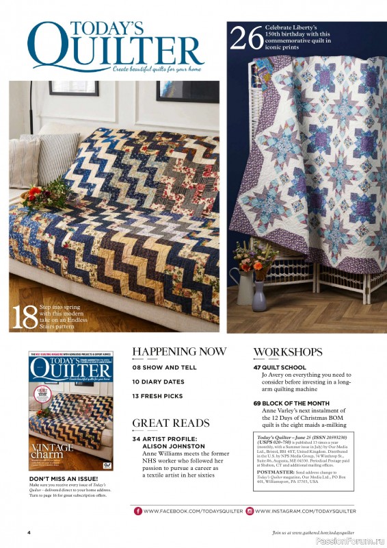 Коллекция проектов для рукодельниц в журнале «Todays Quilter №127 2025»