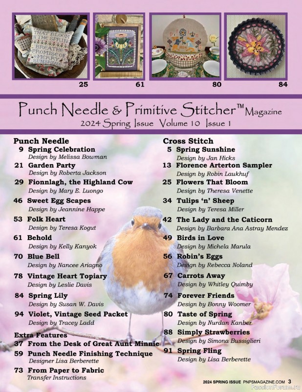 Коллекция вышивки в журнале «Punch Needle & Primitive Stitcher - Spring 2024»