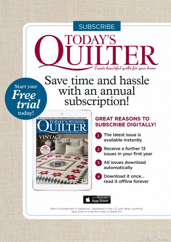 Коллекция проектов для рукодельниц в журнале «Today's Quilter №123 2025»