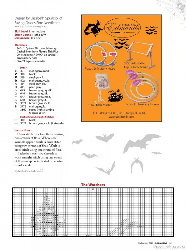 Коллекция вышивки в журнале «Just CrossStitch - Halloween 2025»