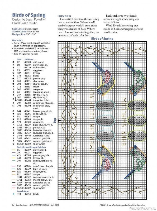 Коллекция вышивки в журнале «Just CrossStitch Vol.41 №2 2023»