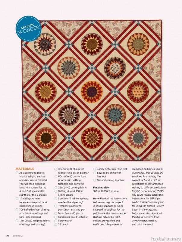 Коллекция проектов для рукодельниц в журнале «Australian Homespun №217 2025»