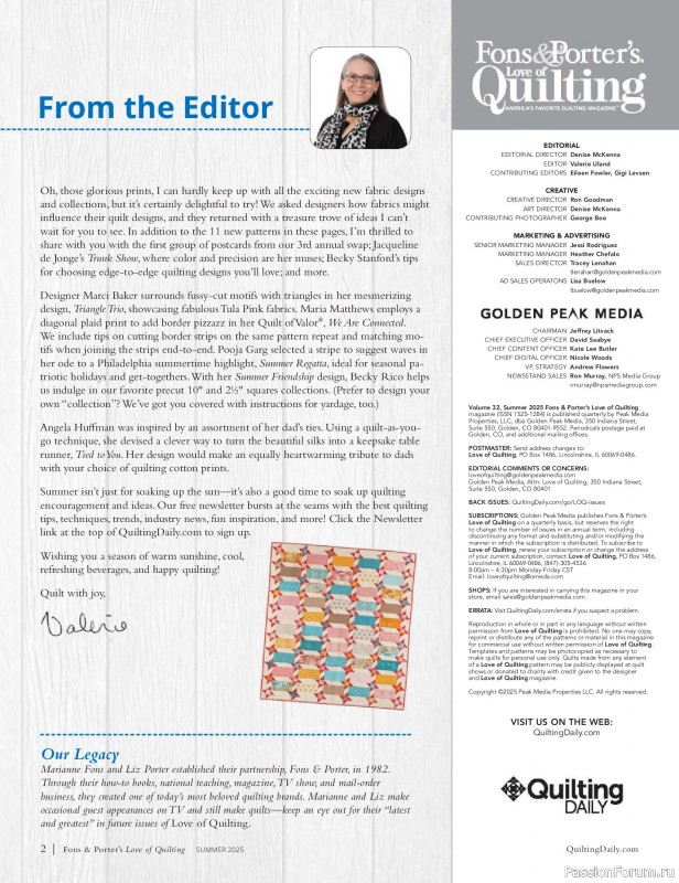 Коллекция проектов для рукодельниц в журнале «Fons & Porter’s Love Of Quilting - Summer 2025»